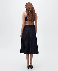 Mango Women's Pleated Midi Skirt