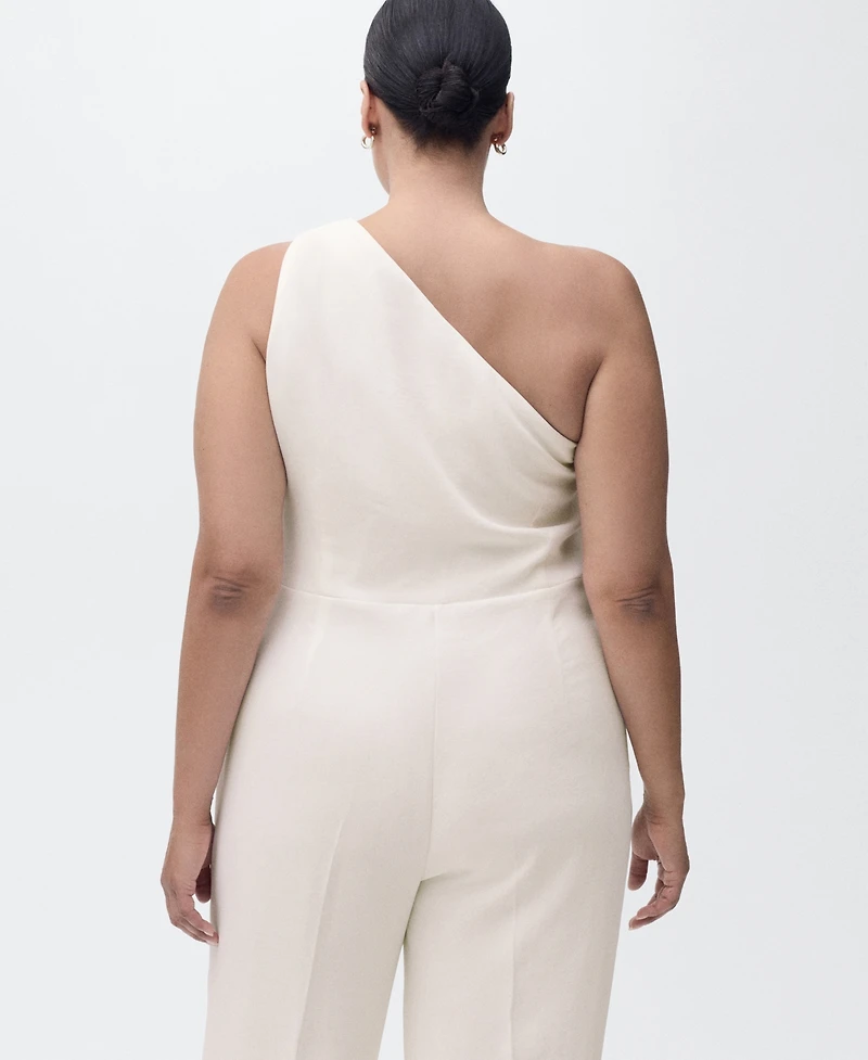 Mango Women's Asymmetrical Neck Long Jumpsuit