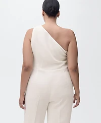 Mango Women's Asymmetrical Neck Long Jumpsuit