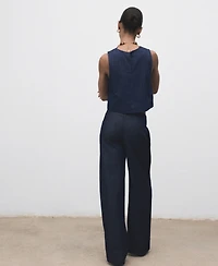 Mango Women's Wide Leg Denim Jeans