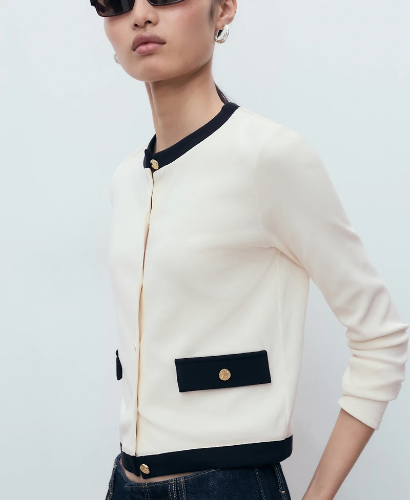 Mango Women's Contrasting Cotton Cardigan