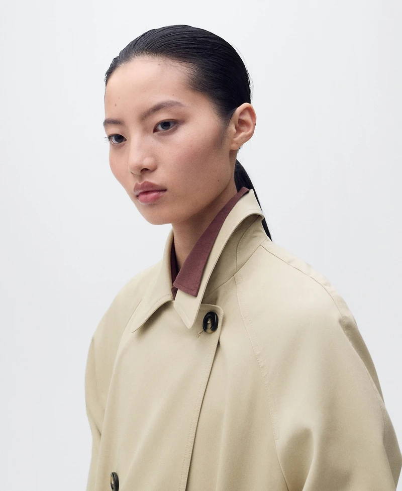 Mango Women's Long Double-Breasted Trench Coat