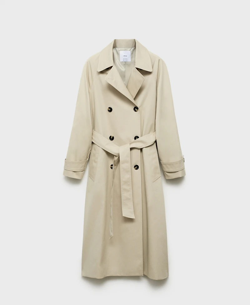 Mango Women's Long Double-Breasted Trench Coat