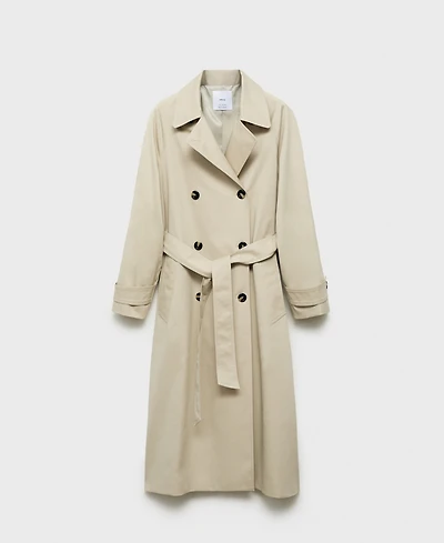 Mango Women's Long Double-Breasted Trench Coat