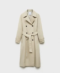 Mango Women's Long Double-Breasted Trench Coat