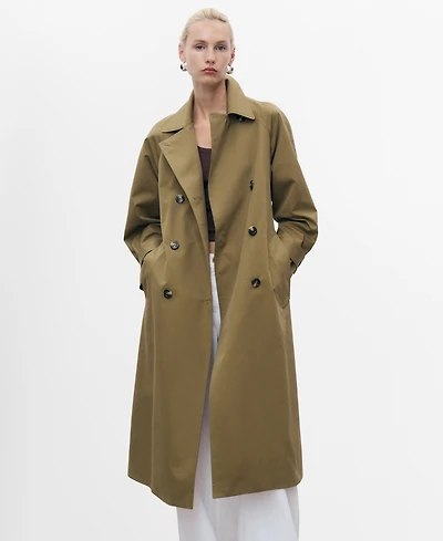 Mango Women's Long Double-Breasted Trench Coat