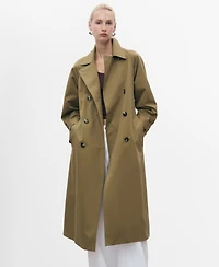 Mango Women's Long Double-Breasted Trench Coat