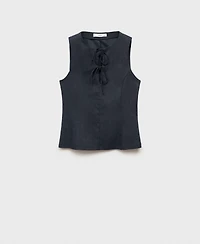 Mango Women's Denim Effect Tie Top