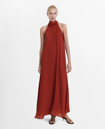 Mango Women's Bow Neck Long Dress