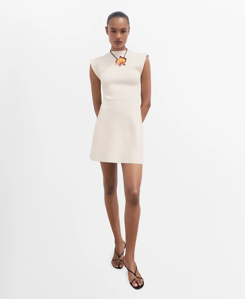 Mango Women's Perkins Collar Flared Knit Dress