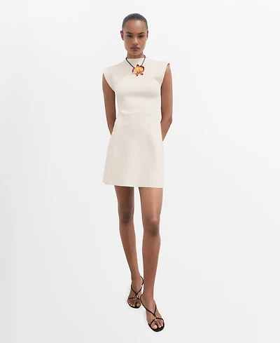 Mango Women's Perkins Collar Flared Knit Dress