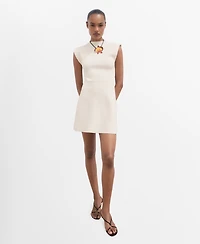 Mango Women's Perkins Collar Flared Knit Dress
