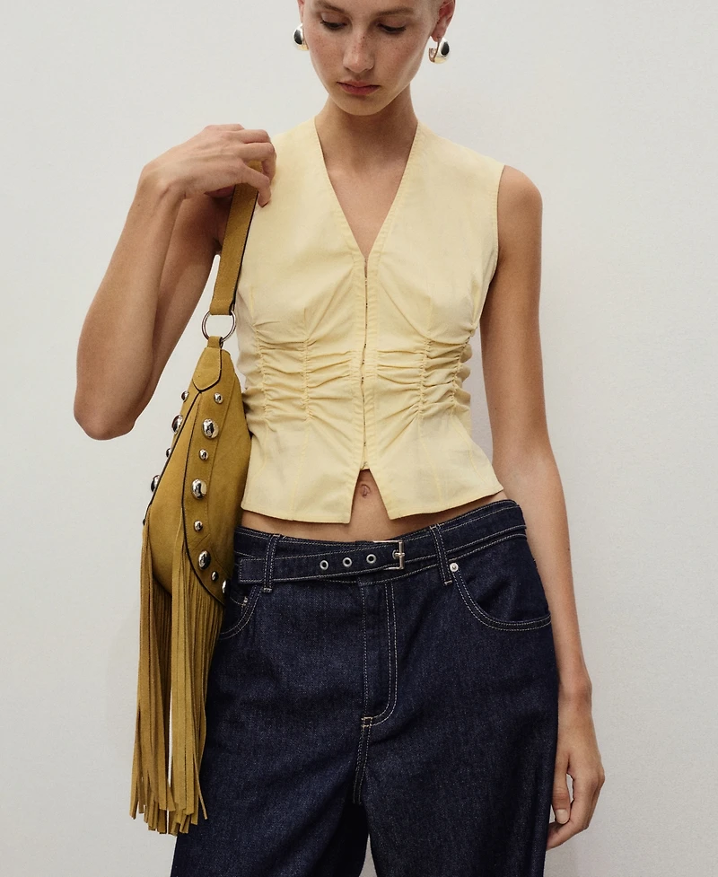 Mango Women's Straight-Fit Belt Jeans