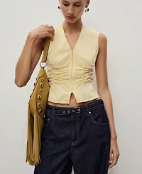 Mango Women's Straight-Fit Belt Jeans