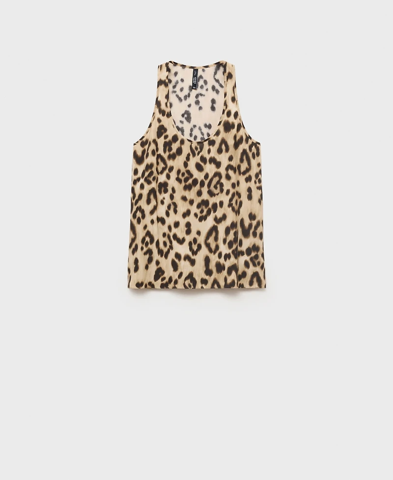 Mango Women's Animal-Print Fluid Top