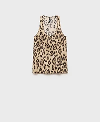 Mango Women's Animal-Print Fluid Top