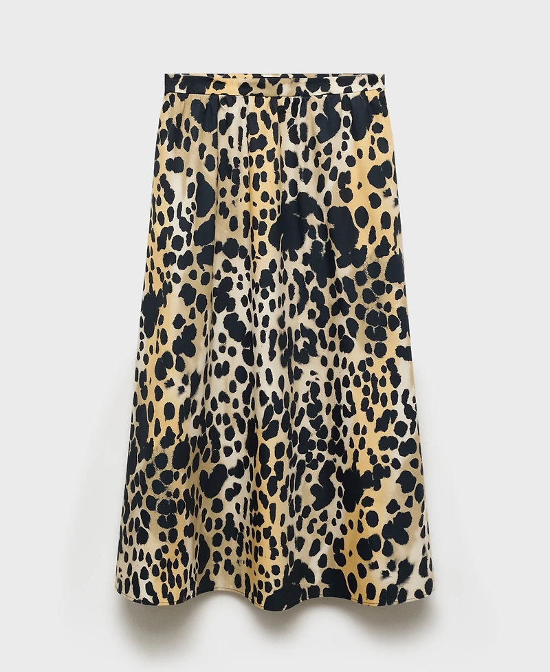 Mango Women's Animal-Print Cotton Skirt