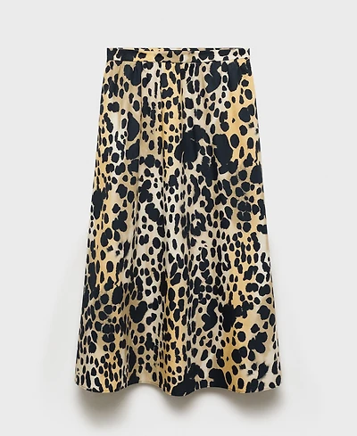 Mango Women's Animal-Print Cotton Skirt