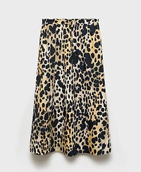 Mango Women's Animal-Print Cotton Skirt