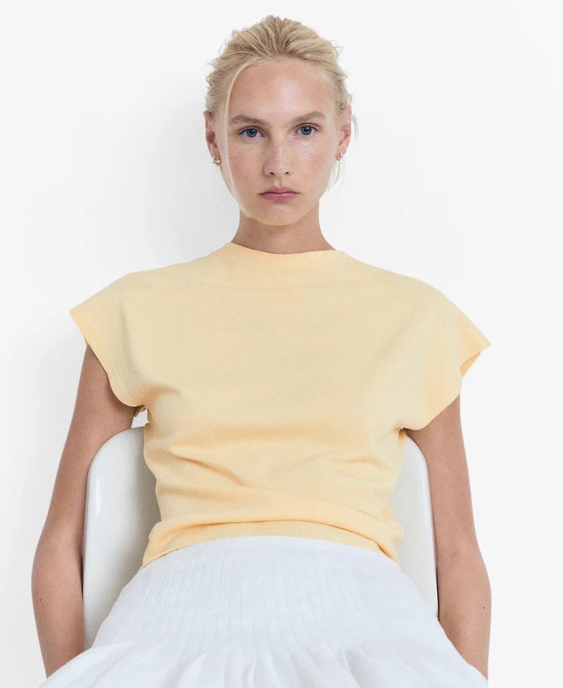 Mango Women's Short-Sleeved Fine-Knit Sweater