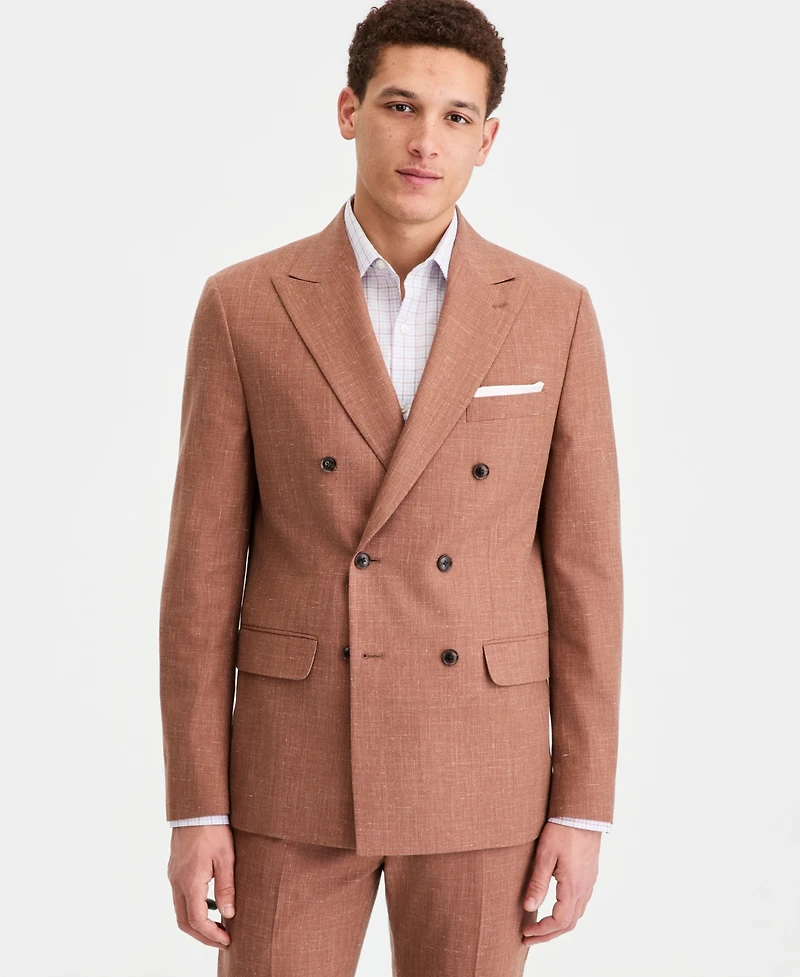 Tommy Hilfiger Men's Modern Fit Wool Silk Linen Double-Breasted Suit Separate Jacket