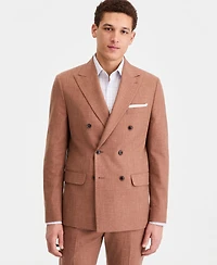 Tommy Hilfiger Men's Modern Fit Wool Silk Linen Double-Breasted Suit Separate Jacket