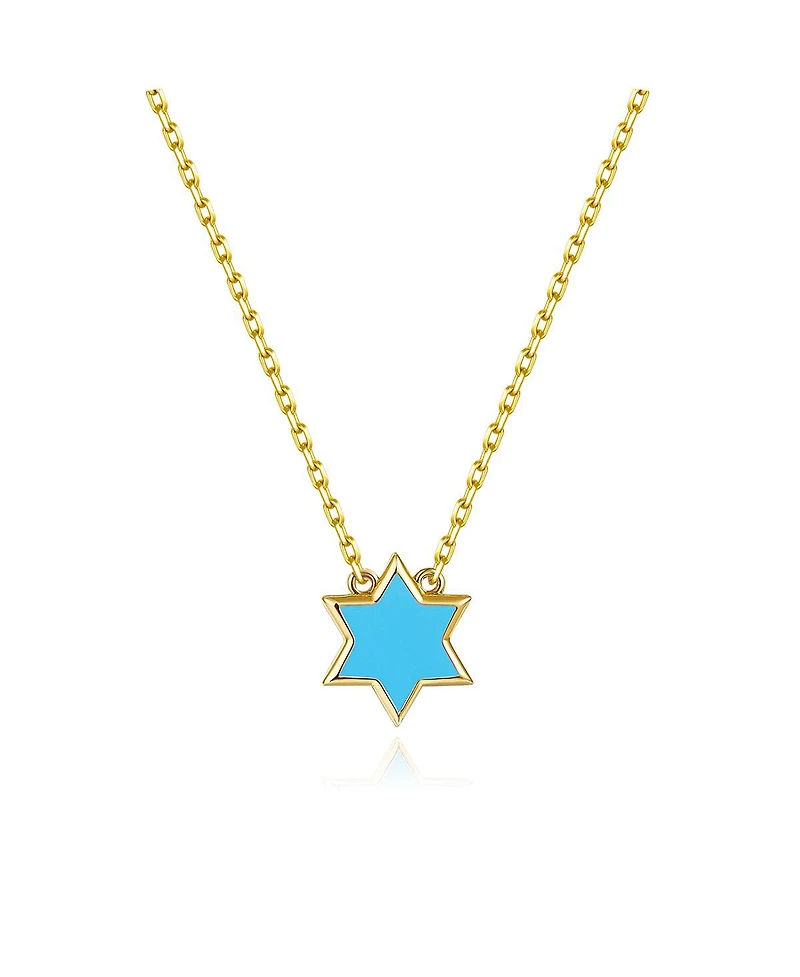 Anna Zuckerman Petit Star of David Necklace in Sky Blue