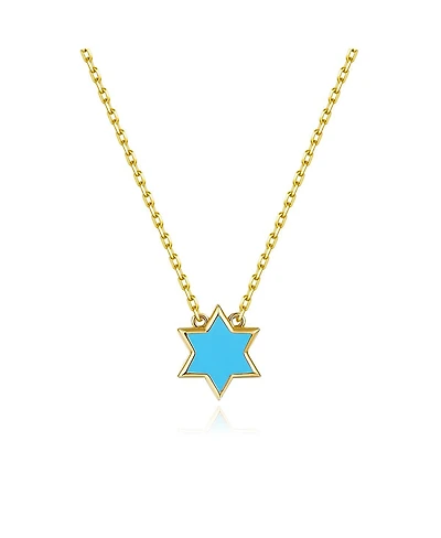 Anna Zuckerman Petit Star of David Necklace in Sky Blue