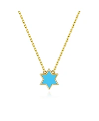 Anna Zuckerman Petit Star of David Necklace in Sky Blue