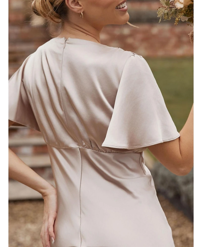 Six Stories Women's Gathered Bust Satin Bridesmaid Dress