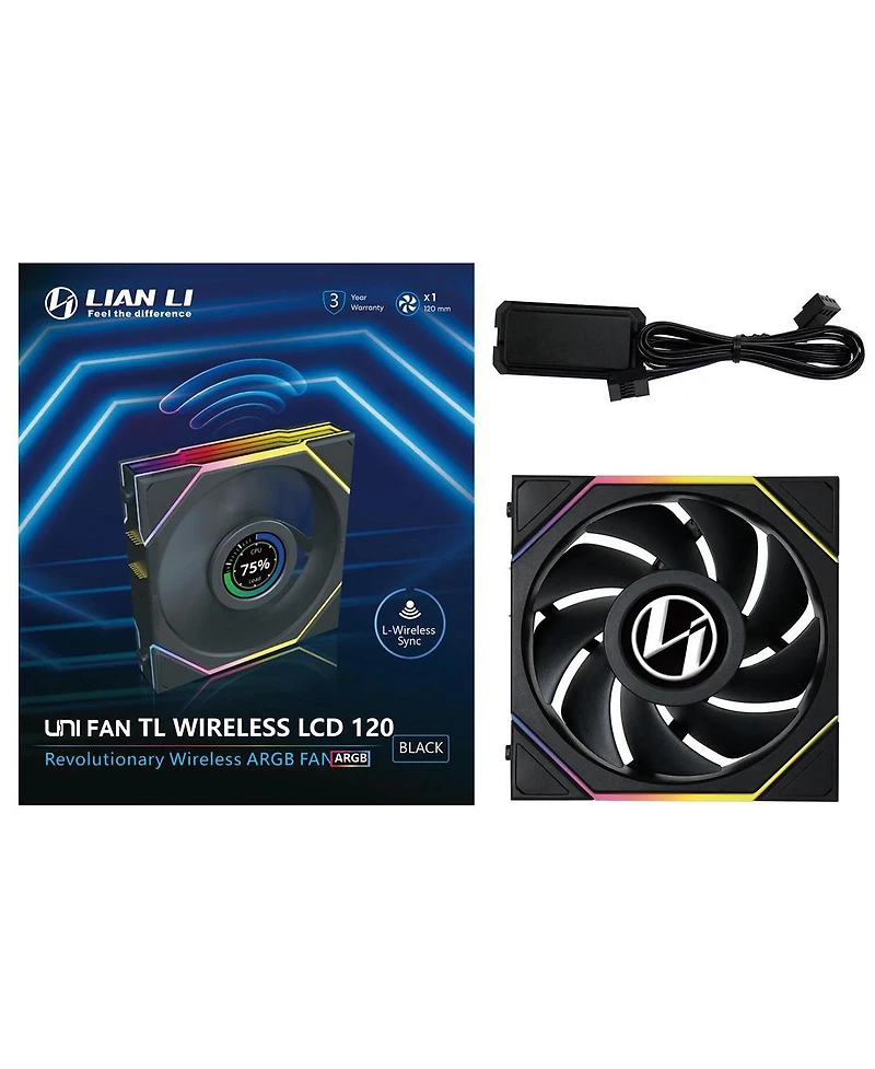 Lian-Li Uni Fan Tl Wireless 1.6" Lcd 120mm Argb Case Fan, Black