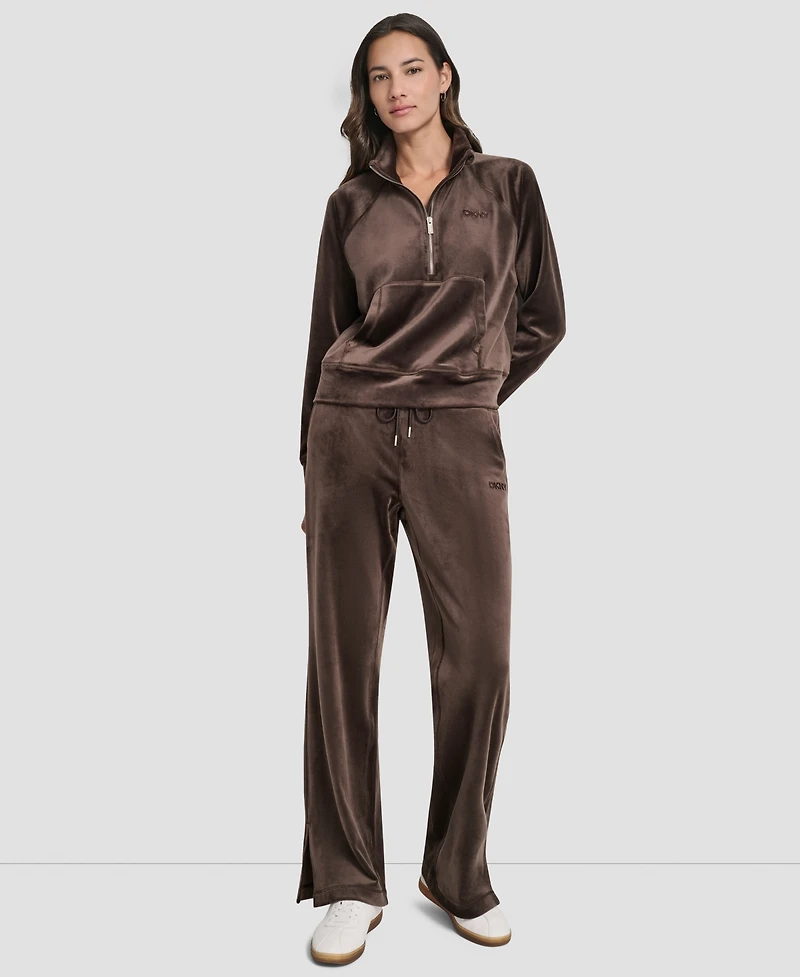 Dkny Women's Platinum Velour Embroidered Logo Sweatshirt