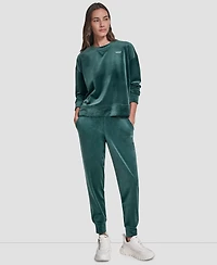 Dkny Women's Platinum Velour Crewneck Sweatshirt
