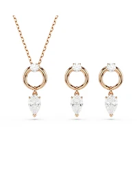 Swarovski Mesmera Rose Gold Tone Plated Earrings and Necklace Set