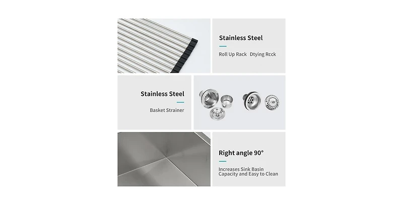 Flynama 33 Inch 16-Gauge Stainless Steel Double Bowl Undermount Kitchen Sink with Soundproofing