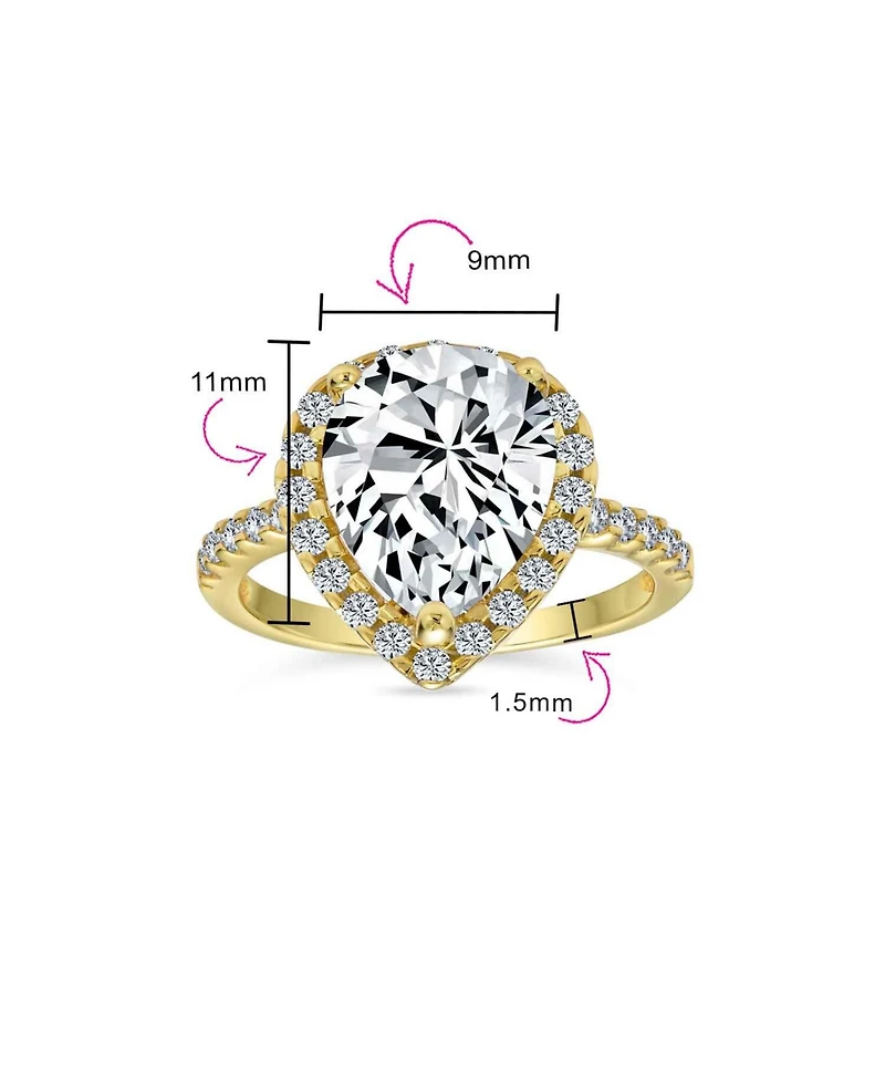 Bling Jewelry 7CT Pear Halo Cz Solitaire Teardrop Cocktail Statement Ring Sterling Silver