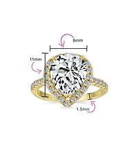 Bling Jewelry 7CT Pear Halo Cz Solitaire Teardrop Cocktail Statement Ring Sterling Silver