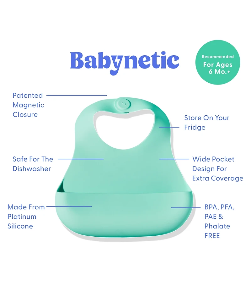 Babynetic Baby Unisex Magnetic Silicone Bib