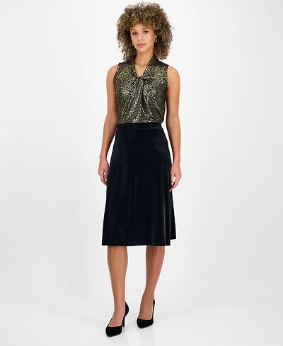 Kasper Women's Velvet A-Line Midi Skirt