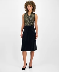 Kasper Women's Velvet A-Line Midi Skirt