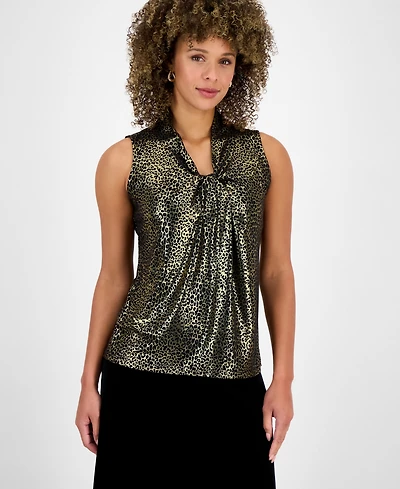 Kasper Women's Sleeveless Knot Front Jersey Top