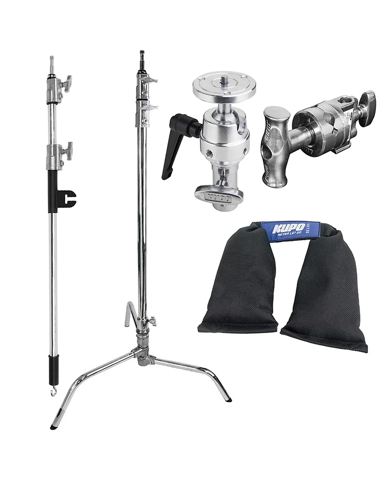 Kupo 40" Master C-Stand with Turtle Base with Baby Boom, Grip Head, Camera Mounting Plate and 10 lbs Weight Bag