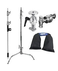Kupo 40" Master C-Stand with Turtle Base with Baby Boom, Grip Head, Camera Mounting Plate and 10 lbs Weight Bag