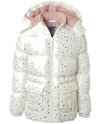 Kensie Girl Big Girls Foil Dot Puffer Jacket with Beanie