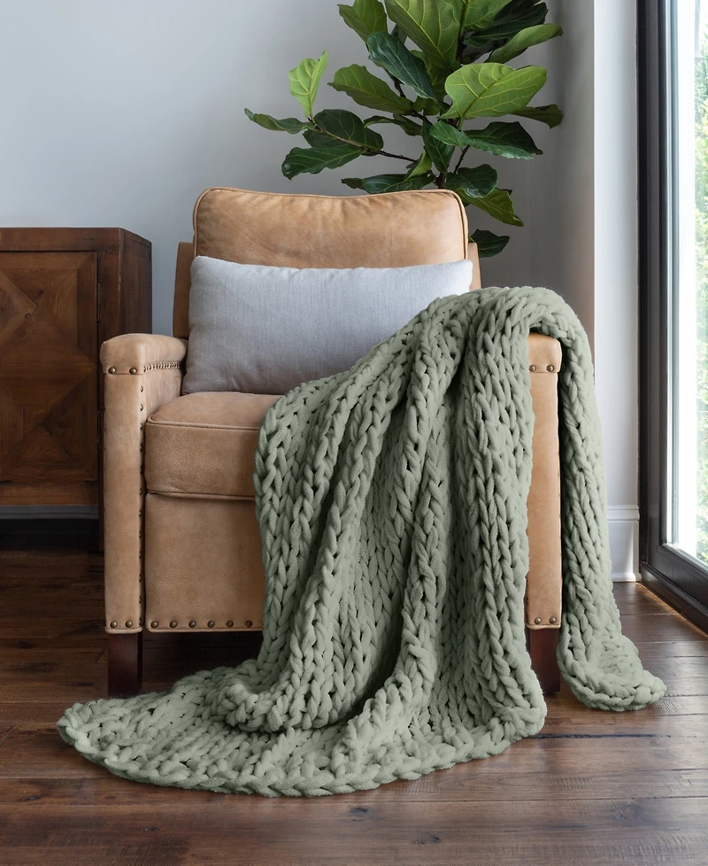 ienjoy Home Eucalyptus Oversized Chunky Hand-knit Throw, 59" x 47"