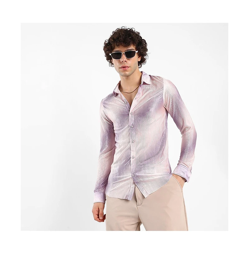 Campus Sutra Men's Ombre-Pleated Shirt