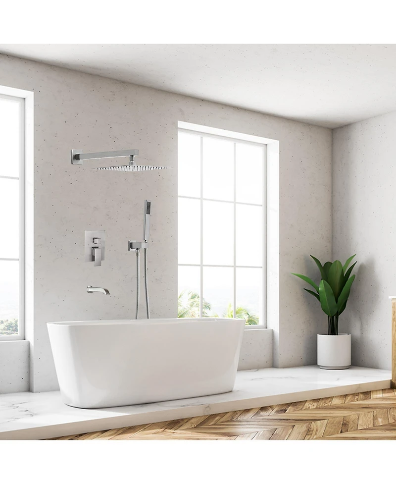 3-Spray Patterns With 2.5 Gpm 10 in. Showerhead Wall Mounted Dual Shower Heads Valve Matte Black