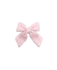Bits & Bows Girls Tweed Hair Bow Barrette in Pink