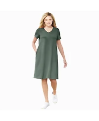 Woman Within Women's Perfect Short-Sleeve V-Neck Tee Dress