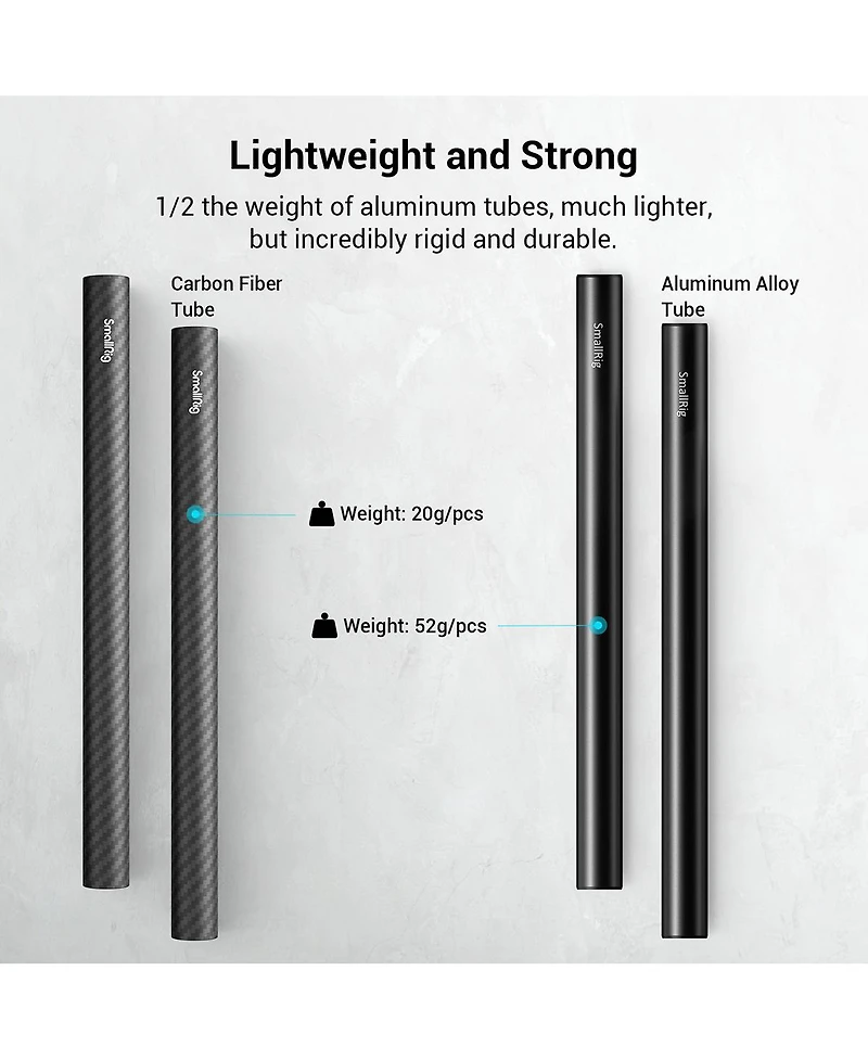 SmallRig 15mm Carbon Fiber Rod, 8", 2-Pack